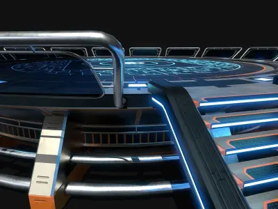 Lowpoly Scifi Helipad Low-poly 3D model