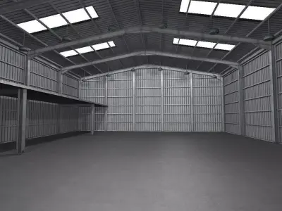 Industrial Warehouse Low Poly Low-poly 3D model