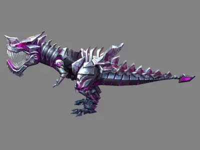 Cartoon robot tyrannosaurus Low-poly 3D model