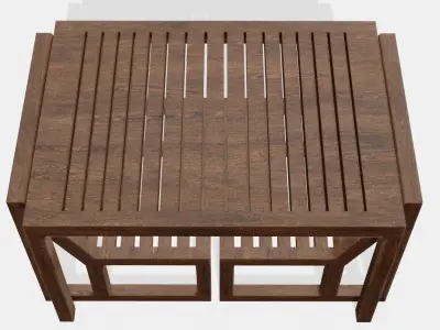 Wood table 3d model low poligon Free low-poly 3D model