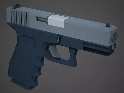 Stylized Glock 19 Low Poly Mobile Ready Low-poly 3D model