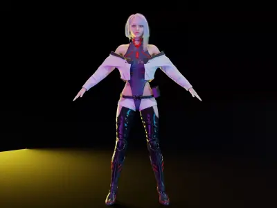 Lucy  Fan Made Female Character Cyberpunk Edgerunners Blender Low-poly 3D model