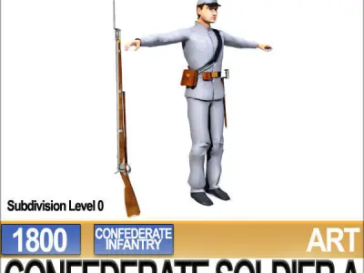 Civil War Confederate Soldier A Infantry 3D model