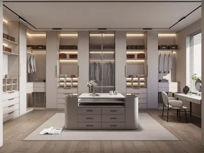 Dressing room  Wardrobe closet full Scene 3D model