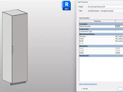 RG Universal Tall Unit Lite Version Revit Family Free 3D model