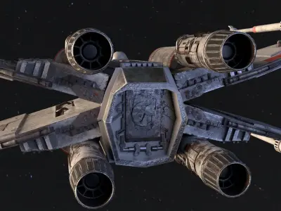 XWING-FANART star wars x - wing fighter flying in sky 3D model