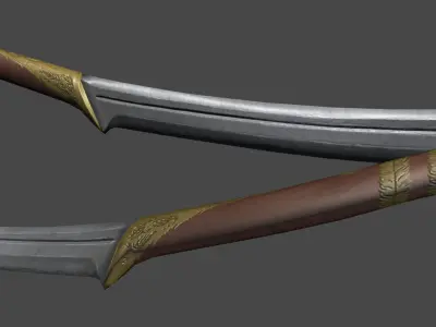 Game Ready Elven Sword Low-poly 3D model