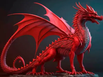 Red Fury Dragon Stylized Fantasy Creature 3D Model Low-poly 3D model
