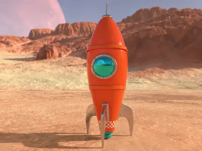 Orange Rocket Low-poly 3D model