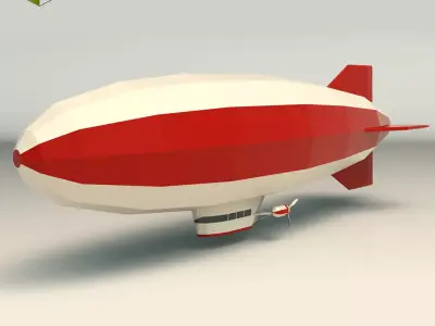 Low Poly Zeppelin 01 Low-poly 3D model