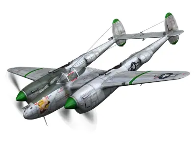 Lockheed P-38 Lightning - Glamour Puss II 3D model