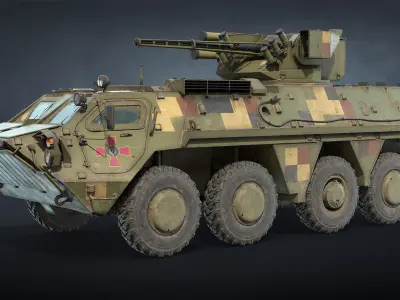 BTR-4E Game Ready military vehicle Low-poly 3D model
