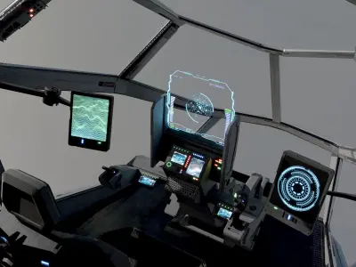 Space Ship - Rigged - Fully Textured - include inside Low-poly 3D model