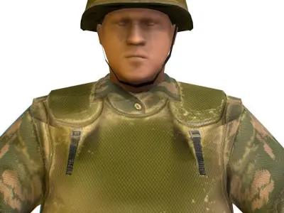 LowPoly Man Old USSR Soldier Low-poly 3D model