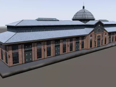 Hamburg Fish Market Fischauktionshalle low-poly 3d model Low-poly 3D model