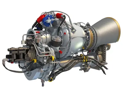 Turbomeca Arriel 2 Turboshaft Helicopter Engine 3D model