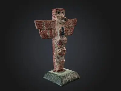 Tlingit Totem Pole - Low-poly with PBR and 2K Textures Low-poly 3D model