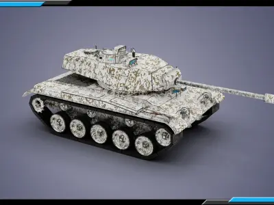 M41 Walker Bulldog Winter theme Low-poly 3D model