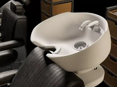 Premium Barbershop Furniture Free 3D model