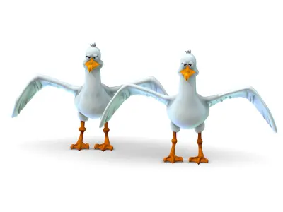 Hi-Poly Subdivision 3D Model SeaGull Cartoon Low-poly 3D model
