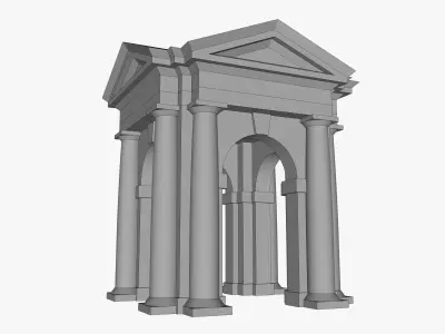 Arched portico in the mas Tuscan order with freestanding columns Low-poly 3D model