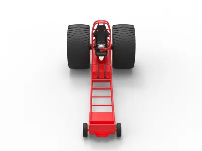 Chassis of pulling tractor 3D model