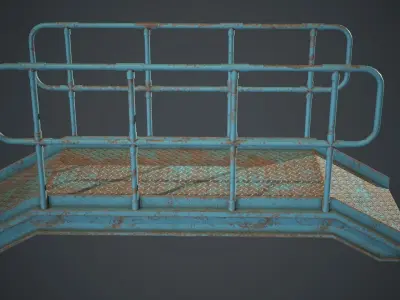 Industrial Metal Platform 2 PBR Game Ready Low-poly 3D model