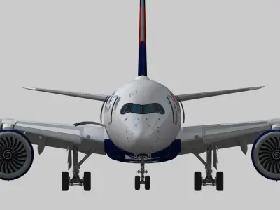 Airbus A350-900 XWB Delta airlnes Ext 1 Low-poly 3D model