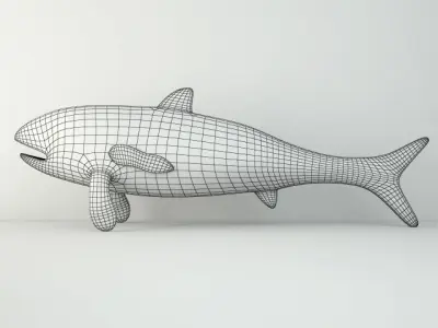 Vintage Painted Wood Fish 1 3D model