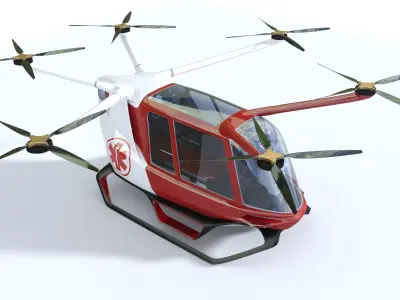 Medical Ambulance Drone with Interior 3D model