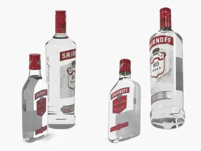 Smirnoff No21 Vodka Bottles Set 3D model
