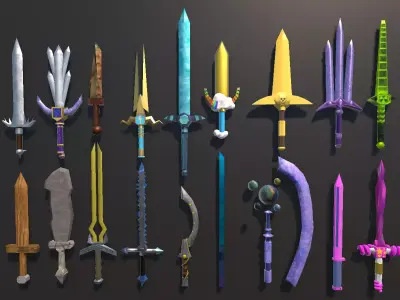 18 swords for browser games Low-poly 3D model