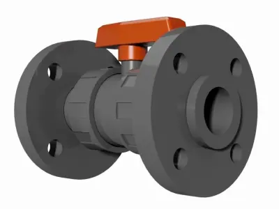 PVC Manual Ball Valves - DIN Flanged Ends Free 3D model
