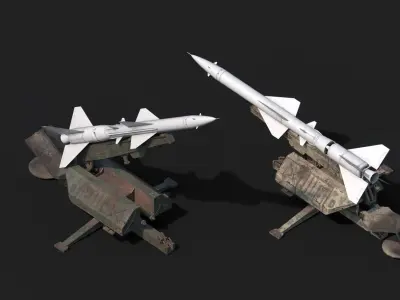 SA-75 Dvina SA-2 Guideline HQ-2 Surface To Air Missile Low-poly 3D model