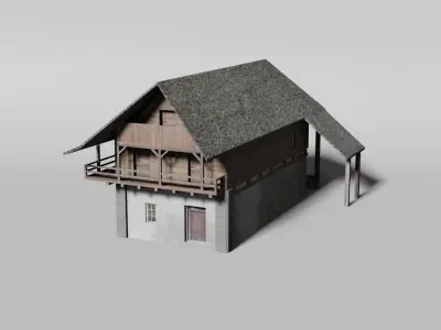 Old rural barn Low-poly 3D model