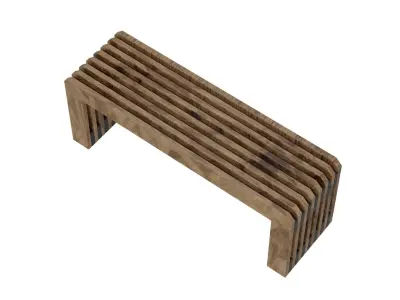 Wooden Bench 3D model 10