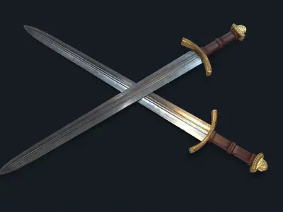 Medieval King Sword Low-poly 3D model