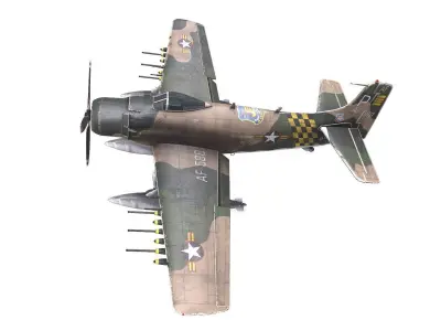 Douglas A-1 Skyraider Low-poly PBR Low-poly 3D model