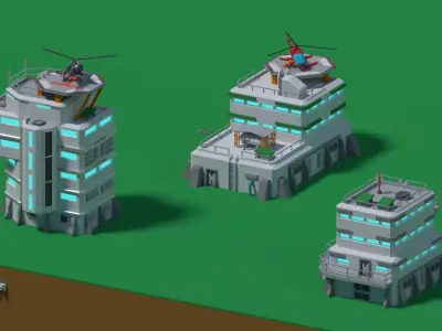 Sci-Fi building Low-Poly Free low-poly 3D model