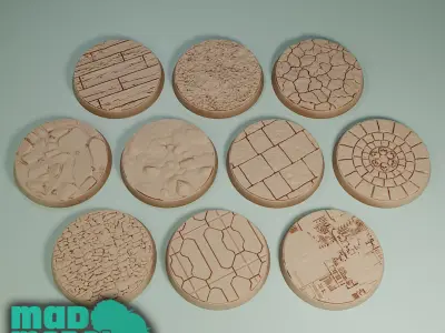 60 BASES - VARIOUS SIZES - GROUP A - DND character bases 3D print model