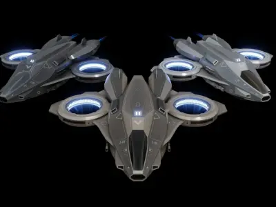 Scifi Dropship Military Aircraft Low-poly 3D model