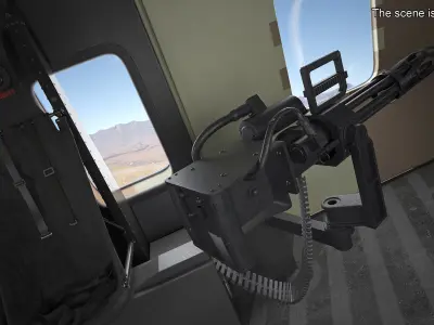 Helicopter Minigun Turret 3D model