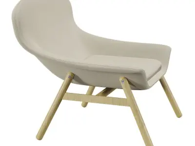 Fabric chair with wooden legs Low-poly 3D model