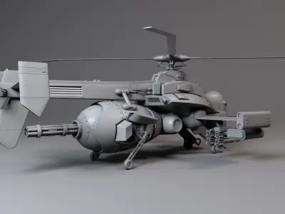 Jigabachi helicopter with guns 3D model
