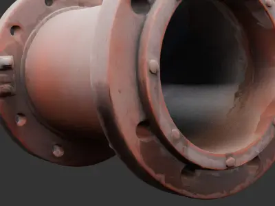 Rusty Industrial Pipe Segment Low-poly 3D model