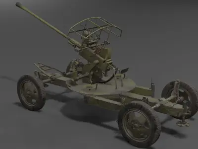 37 mm automatic air defense gun M1939 61-K Low-poly 3D model
