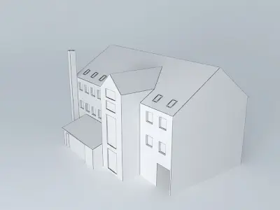 European Style Post Office Building Low-poly 3D model