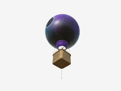 Balloon Hot Air 09 Galaxy - Aircraft Cartoon Low-poly 3D model