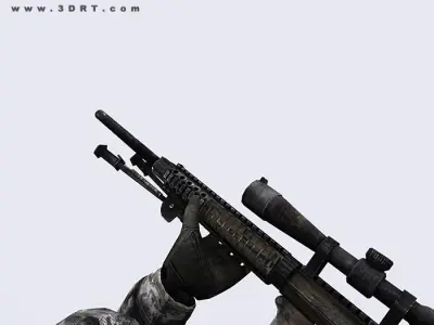 3DRT-Modern firearms animated pack Low-poly 3D model