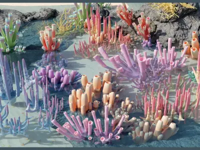 Lowpoly Coral Pack Low-poly 3D model